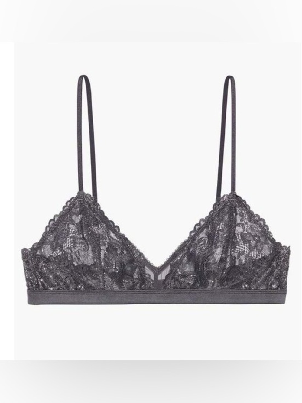 NWT Savage X Fenty Charcoal Lace Bralette - Sheer Triangle Large